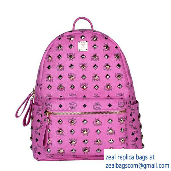 High Quality Replica MCM Stark Studded Medium Backpack MC2089 Rosy